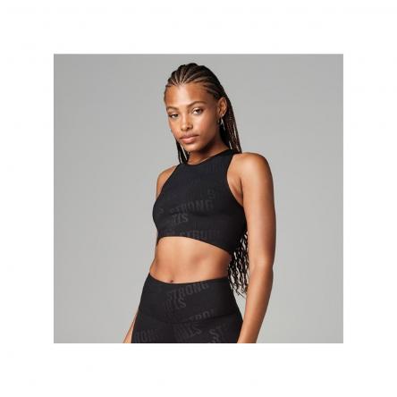 Strong ID Embossed High Neck Crop Tank