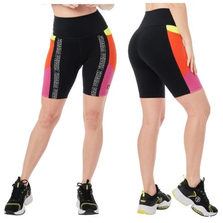 Zumba Color Blocked High Waisted Biker Shorts