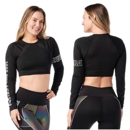 Zumba Futuristic Long Sleeve Crop Top