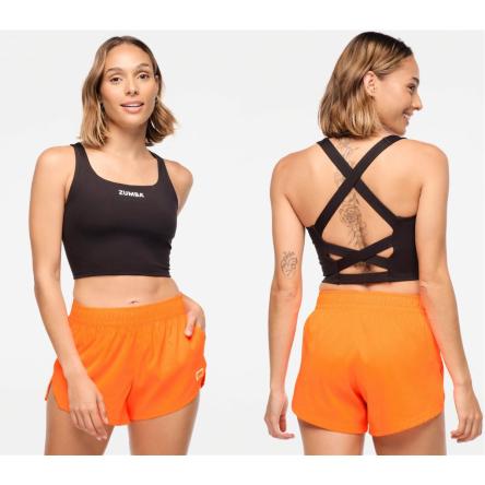 Zumba Explore Square Neck Tank Bra - Bold Black