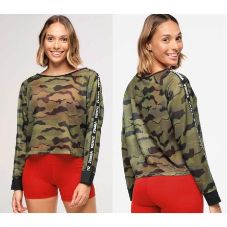 Zumba Explore Raglan Mesh Pullover - Olive Expedition