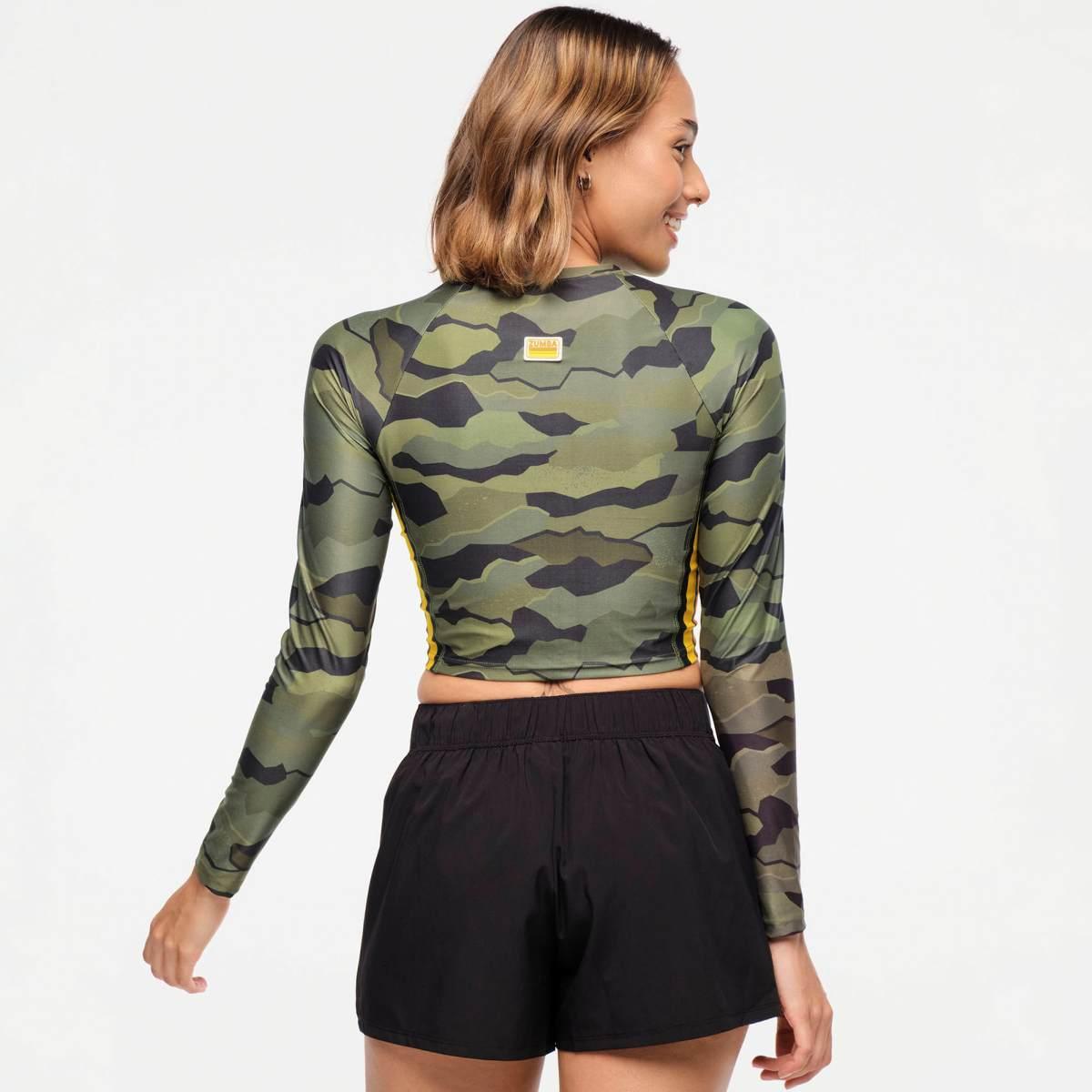 Zumba Explore Long Sleeve Crew Neck Top - Olive Expedition