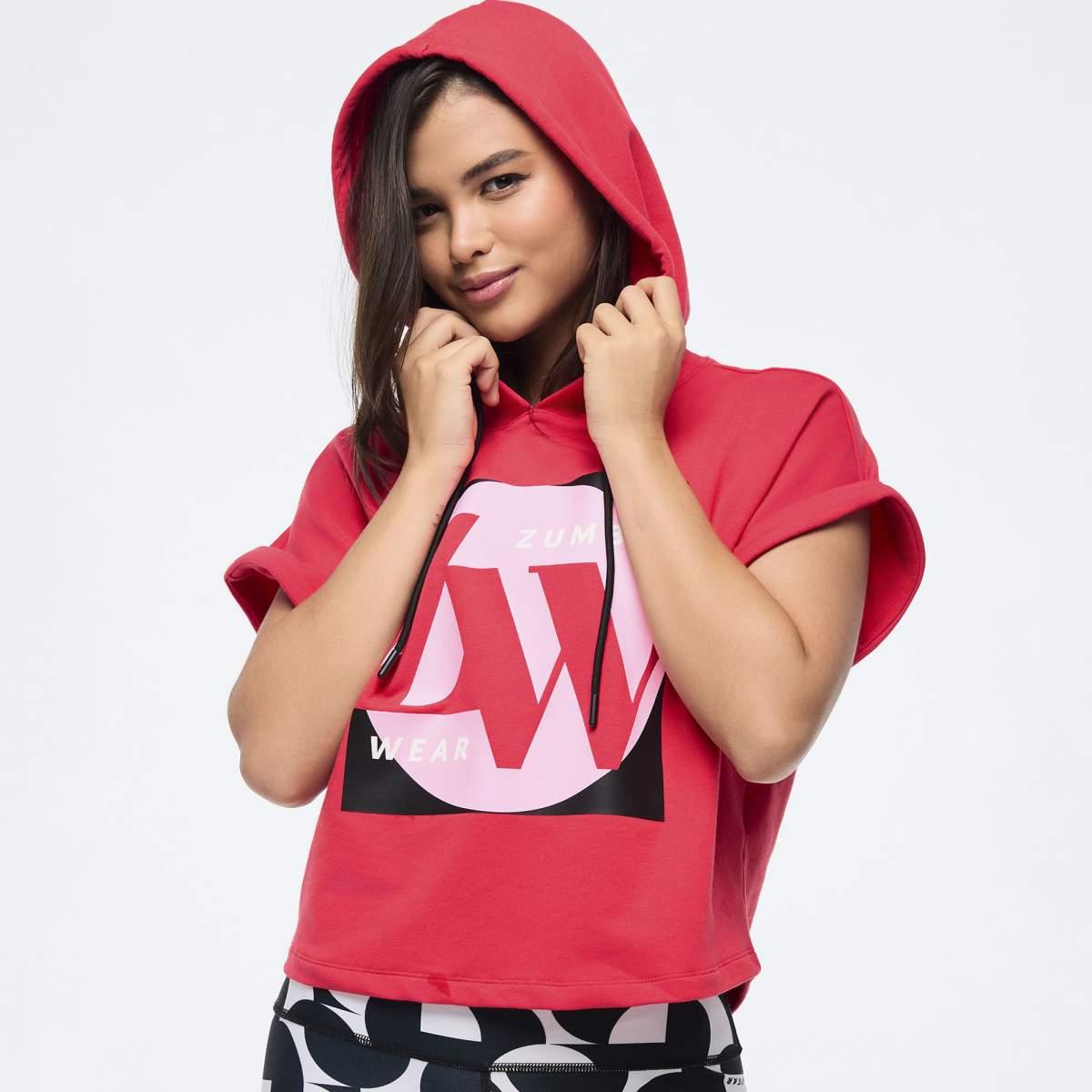 Zumba Haus Short Sleeve Crop Pullover Hoodie