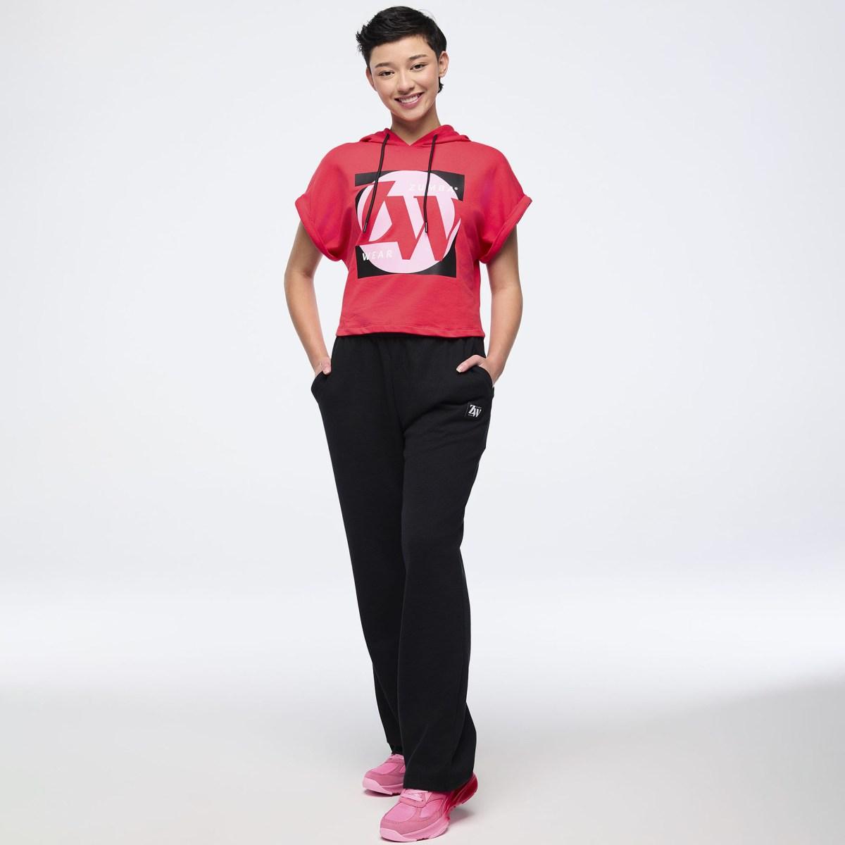 Zumba Haus Short Sleeve Crop Pullover Hoodie
