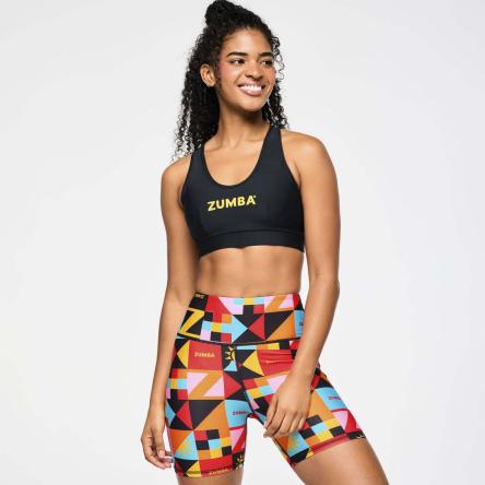 Zumba Rays Square Neck Bra - Bold Black