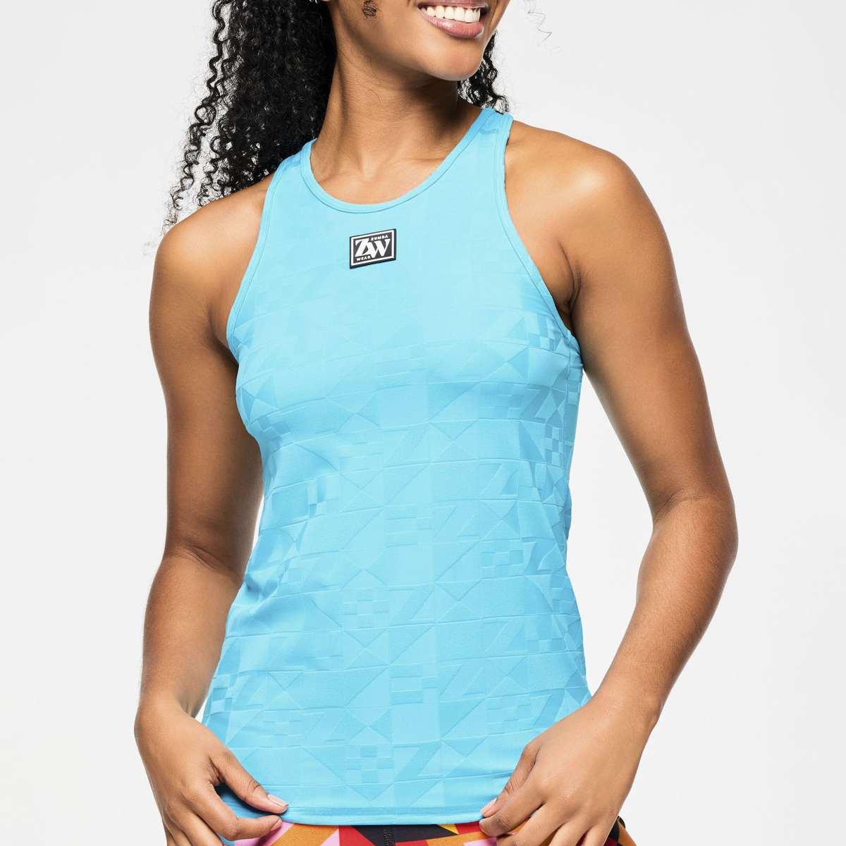 Zumba Rays High Neck Tank - All Out Aqua