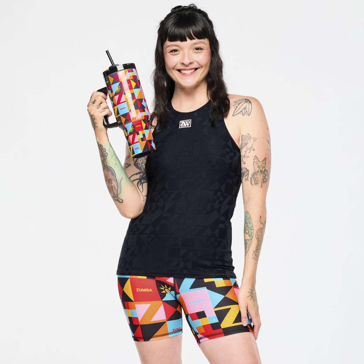 Zumba Rays High Neck Tank - All Out Aqua
