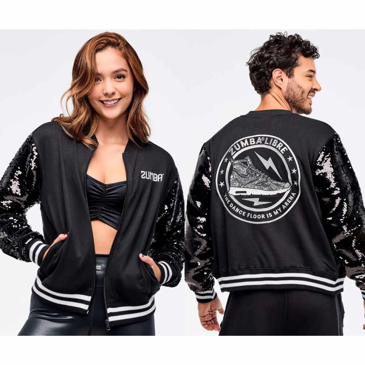 Zumba Libre Bomber Jacket With Sequin Sleeves