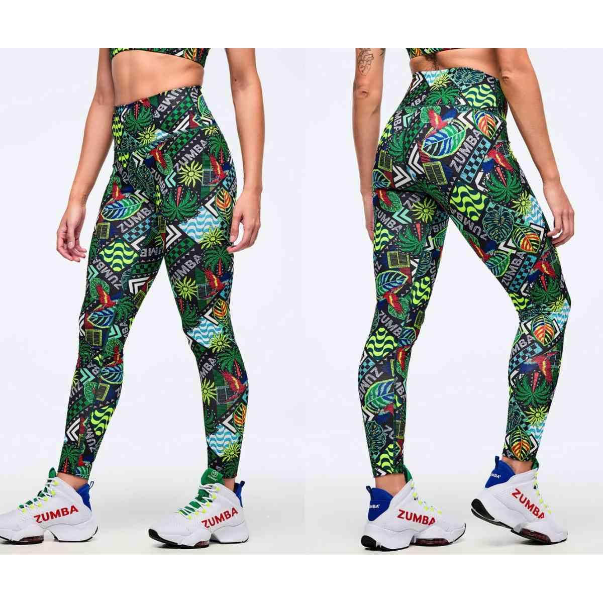 Latin Movement Z-Lift High Waisted Ankle Leggings - Black/Green