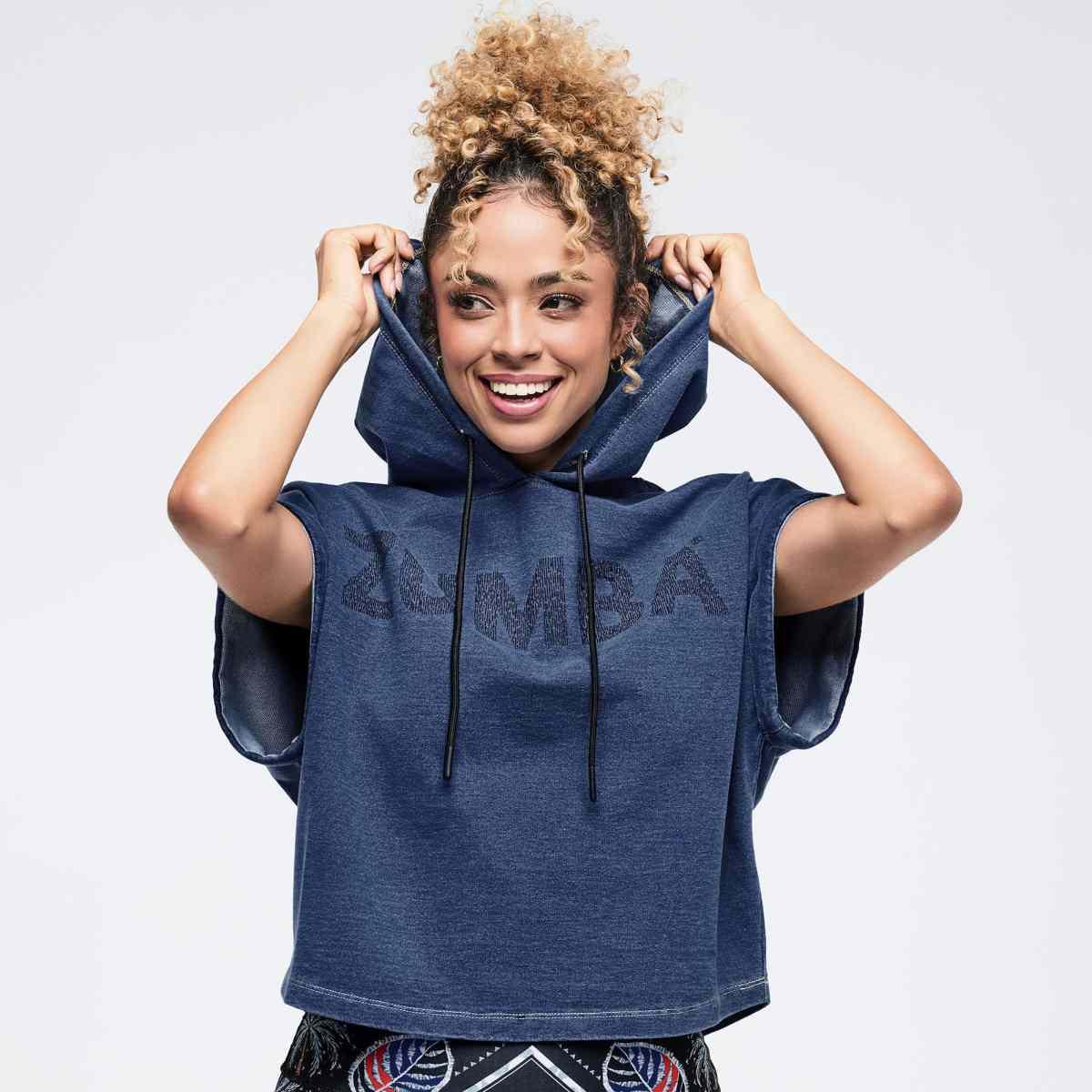 Latin Movement Short Sleeve Crop Pullover Hoodie
