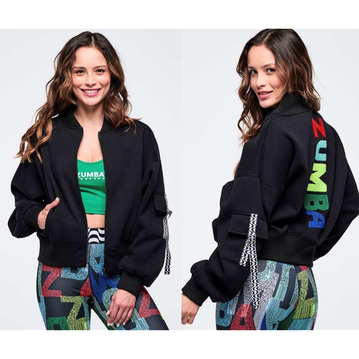 Latin Movement Drop Shoulder Zip-Up Jacket