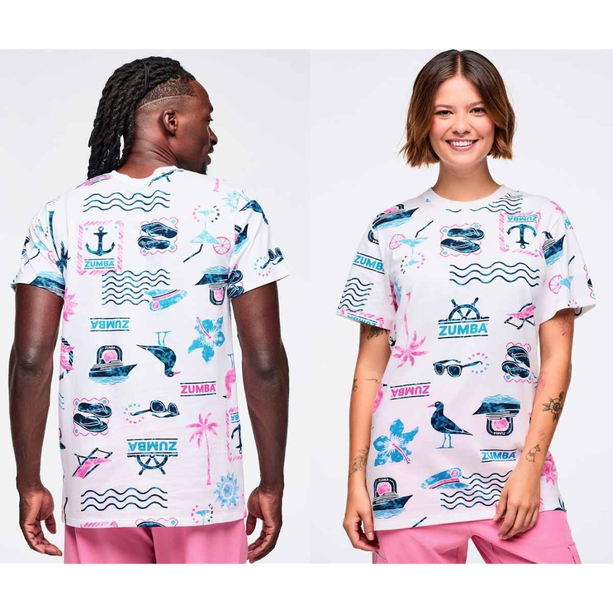 Zumba Cruise Unisex Tee - White/Blue