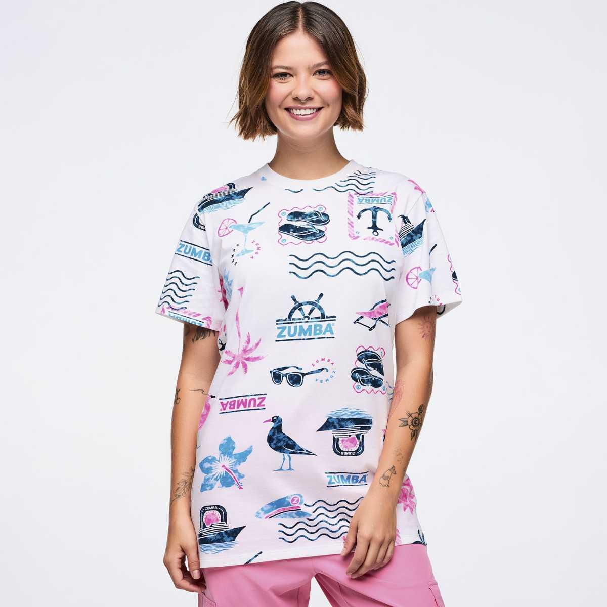 Zumba Cruise Unisex Tee - White/Blue