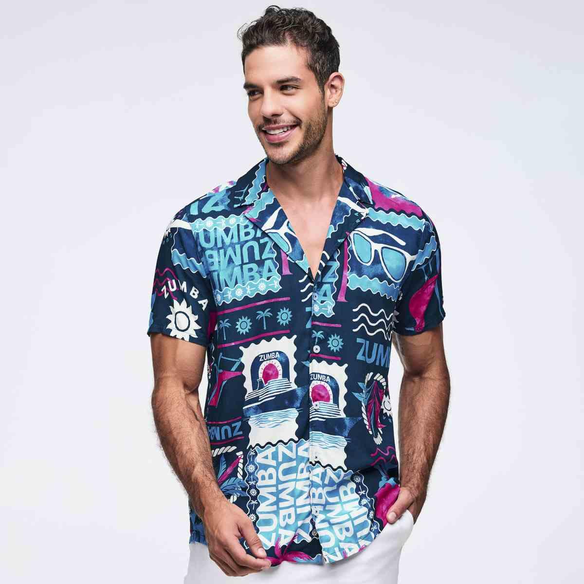 Zumba Cruise Unisex Short Sleeve Button Up