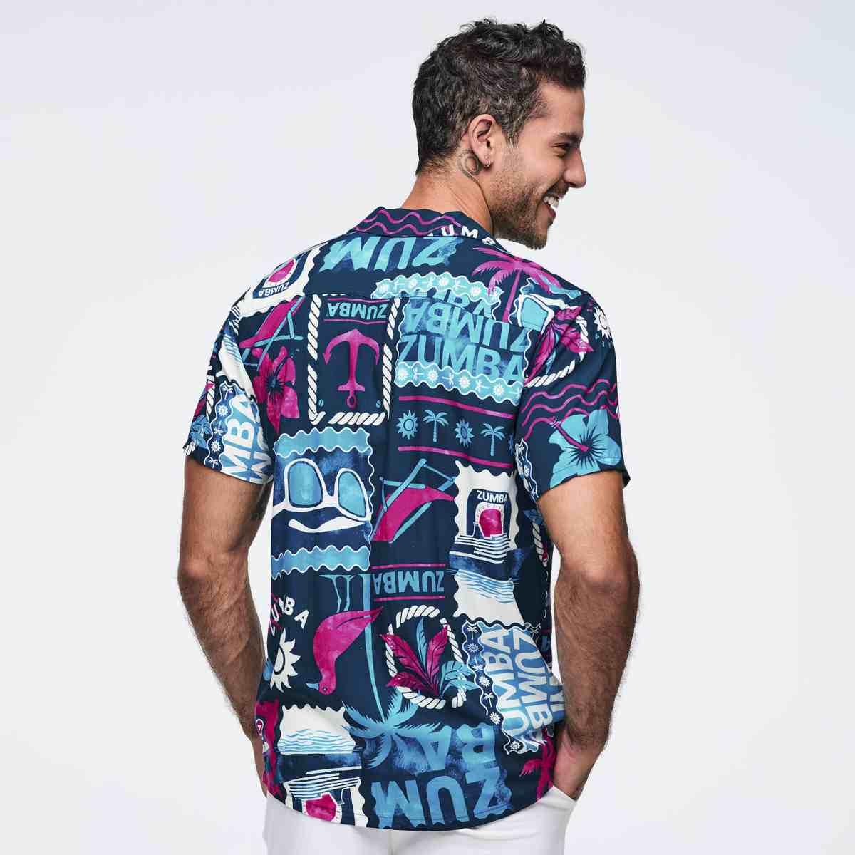Zumba Cruise Unisex Short Sleeve Button Up