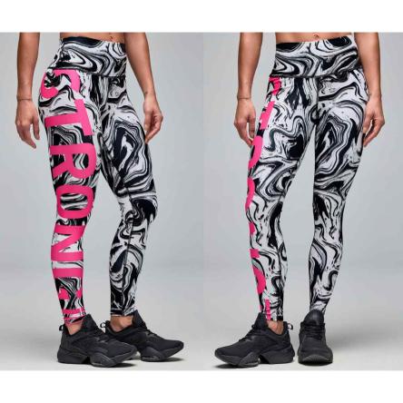 STRONG iD High Waisted Ankle Leggings - White/Black