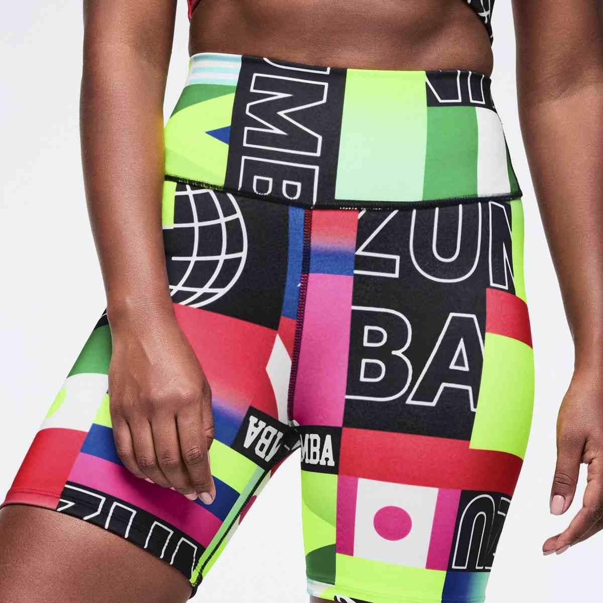 Worldwide High Waisted Biker Shorts - Red/Blue