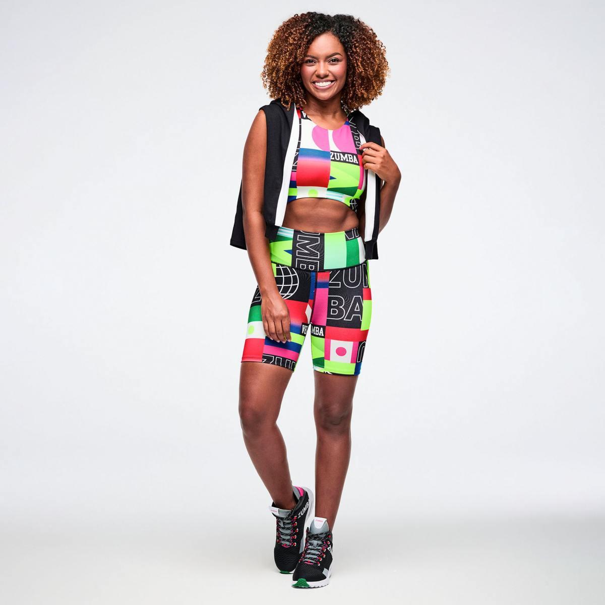 Worldwide High Waisted Biker Shorts - Red/Blue