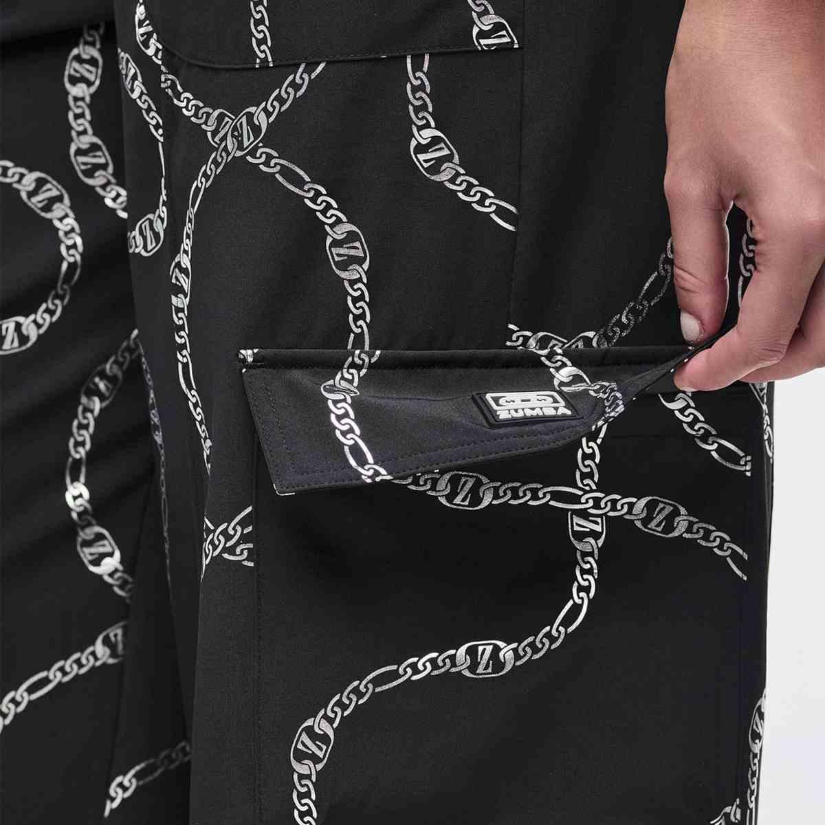 Dale-Z Woven Cargo Pants - Black/Silver