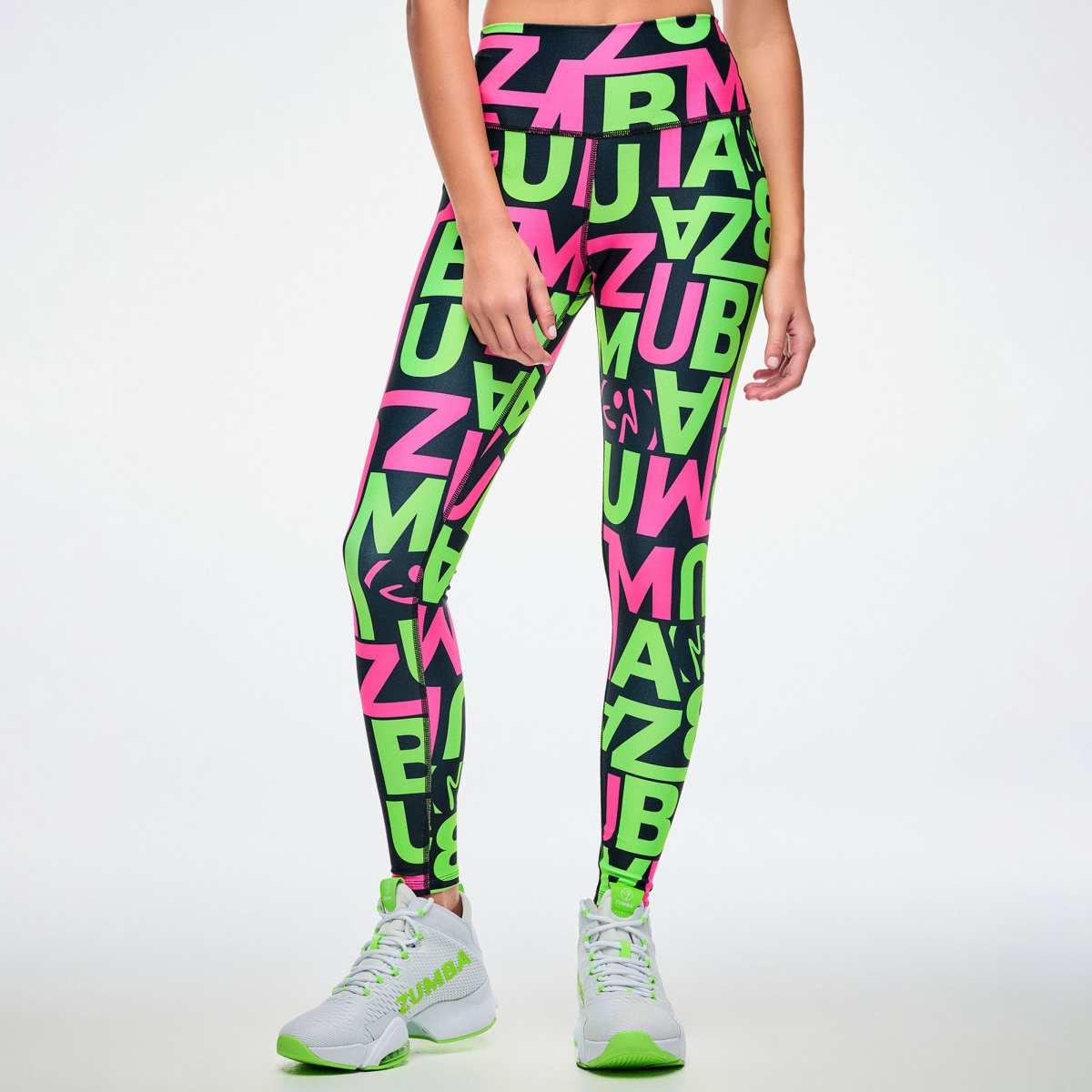 Dale-Z High Waisted Ankle Leggings - Pink/Green