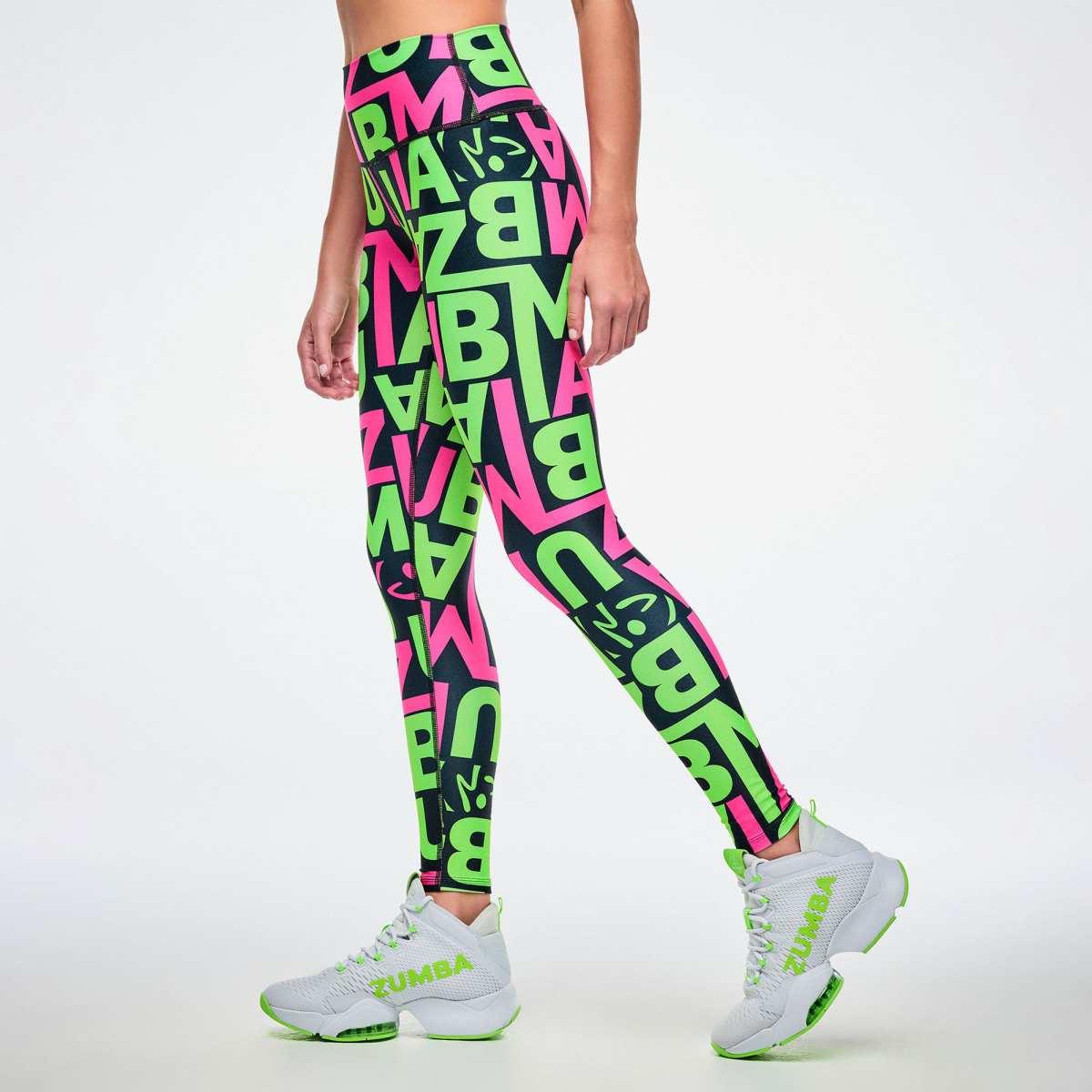 Dale-Z High Waisted Ankle Leggings - Pink/Green
