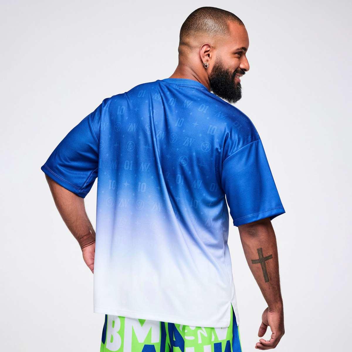 Dale-Z Oversized Drop Shoulder Tee -Blue/White