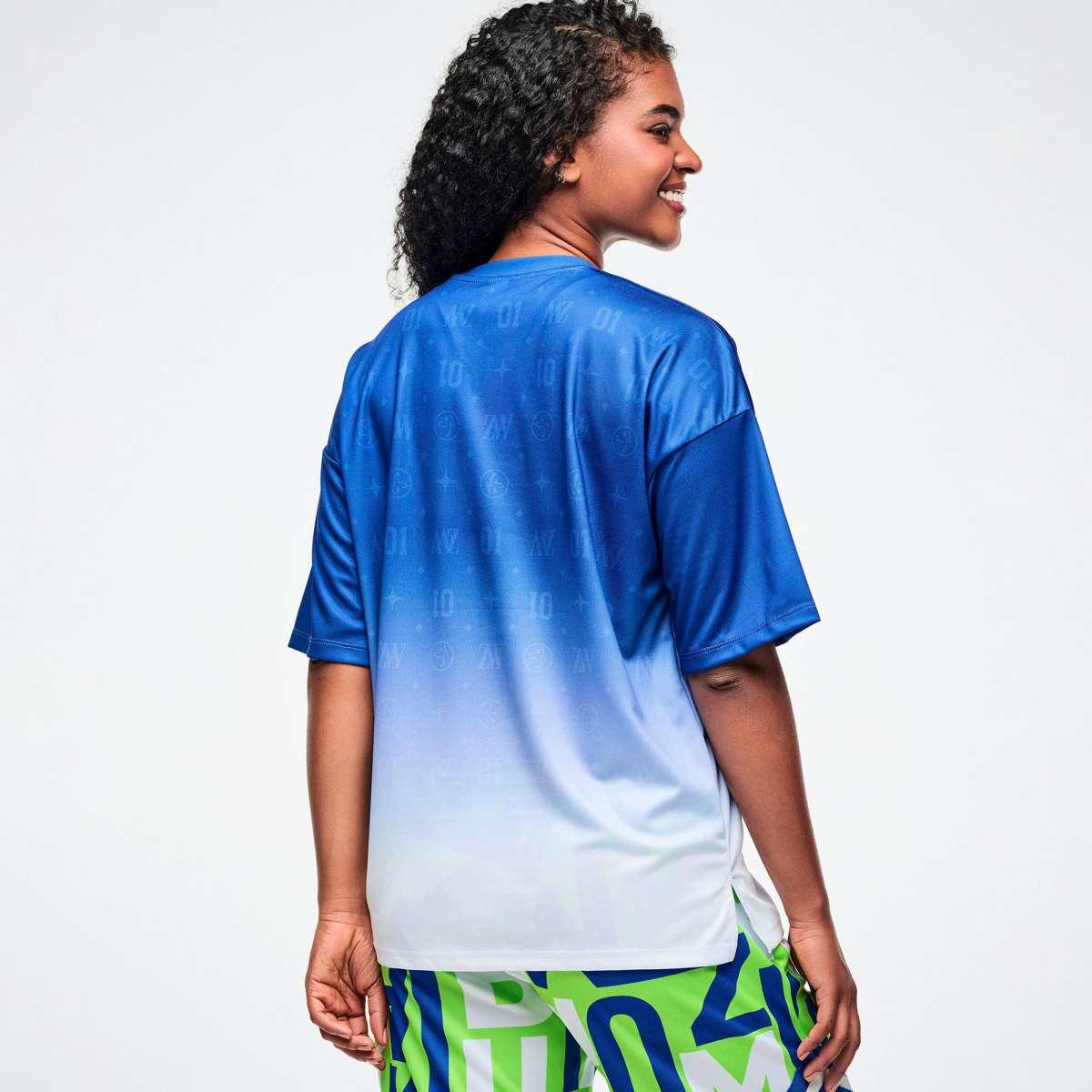 Dale-Z Oversized Drop Shoulder Tee -Blue/White