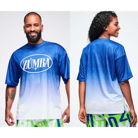 Dale-Z Oversized Drop Shoulder Tee -Blue/White