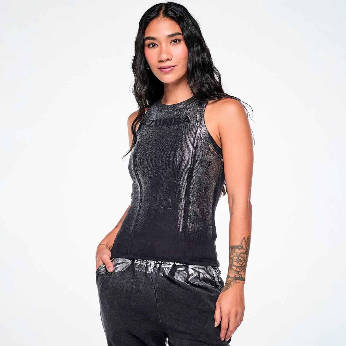 Rock 'n' Roll Fitted High Neck Rib Tank