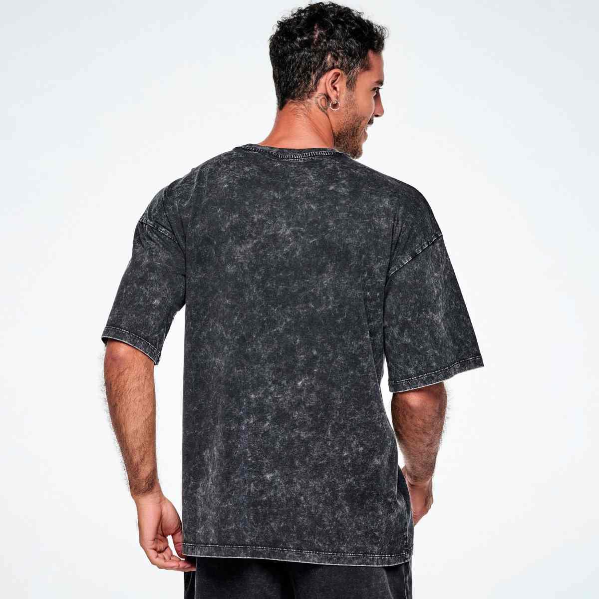 Rock 'n' Roll Oversized Drop Shoulder Tee - Black
