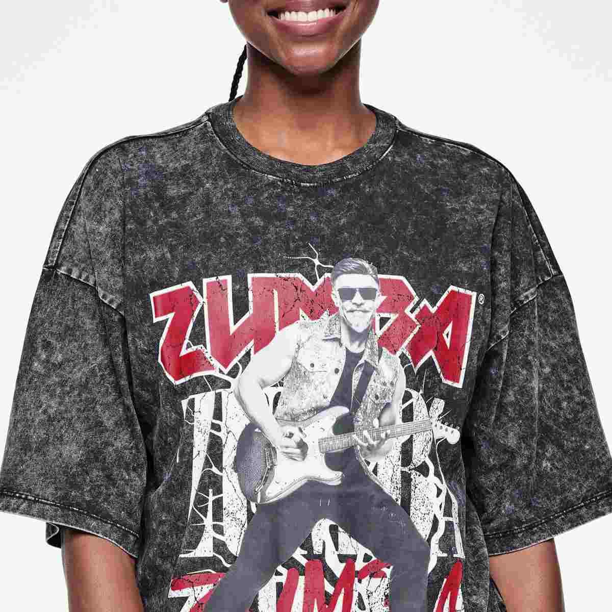 Rock 'n' Roll Oversized Drop Shoulder Tee - Black