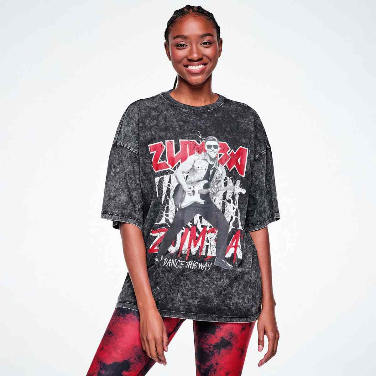 Rock 'n' Roll Oversized Drop Shoulder Tee - Black