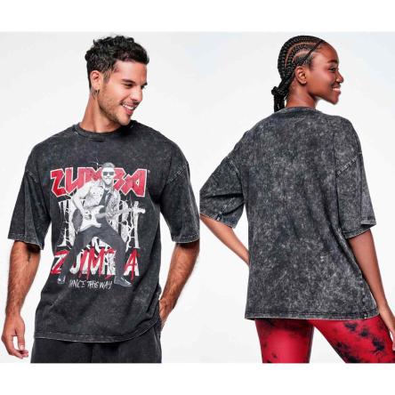 Rock 'n' Roll Oversized Drop Shoulder Tee - Black