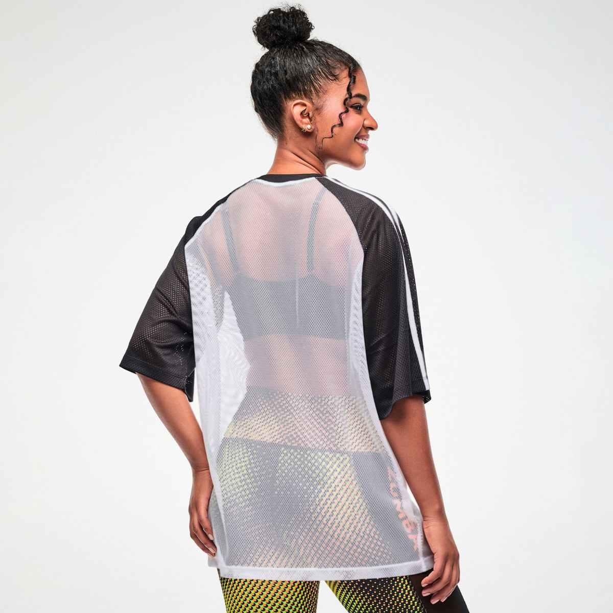Electric Feel Oversized Mesh Raglan Top