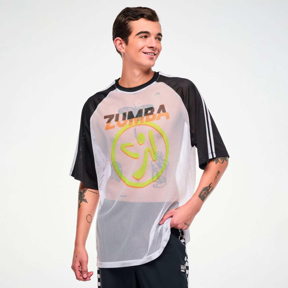 Electric Feel Oversized Mesh Raglan Top