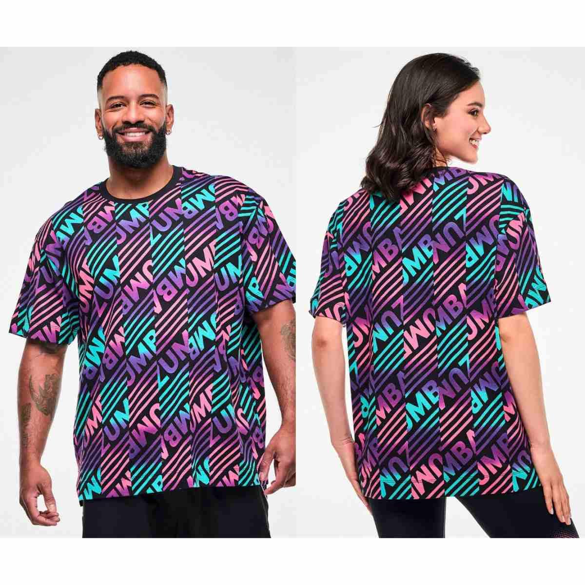 Electric Feel Unisex Oversized Top - Blue/Pink