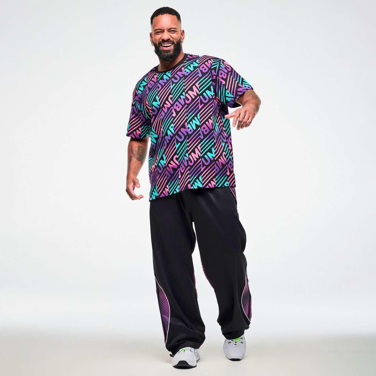 Electric Feel Unisex Oversized Top - Blue/Pink