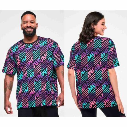 Electric Feel Unisex Oversized Top - Blue/Pink