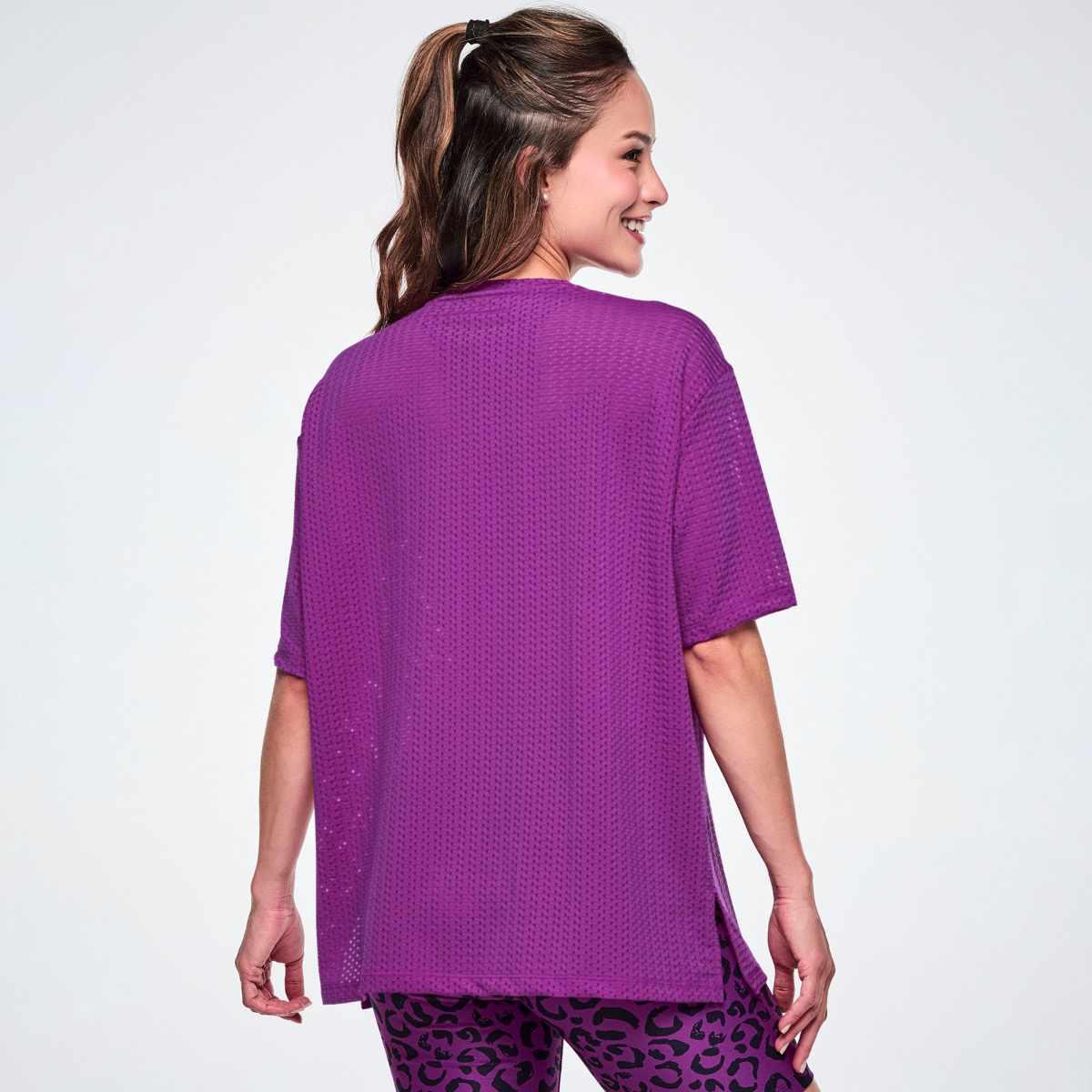 Ultrabright Mesh Boxy Top With Side Slits