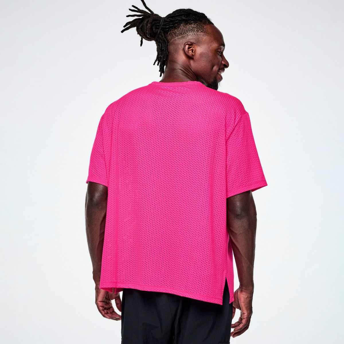 Ultrabright Mesh Boxy Top With Side Slits