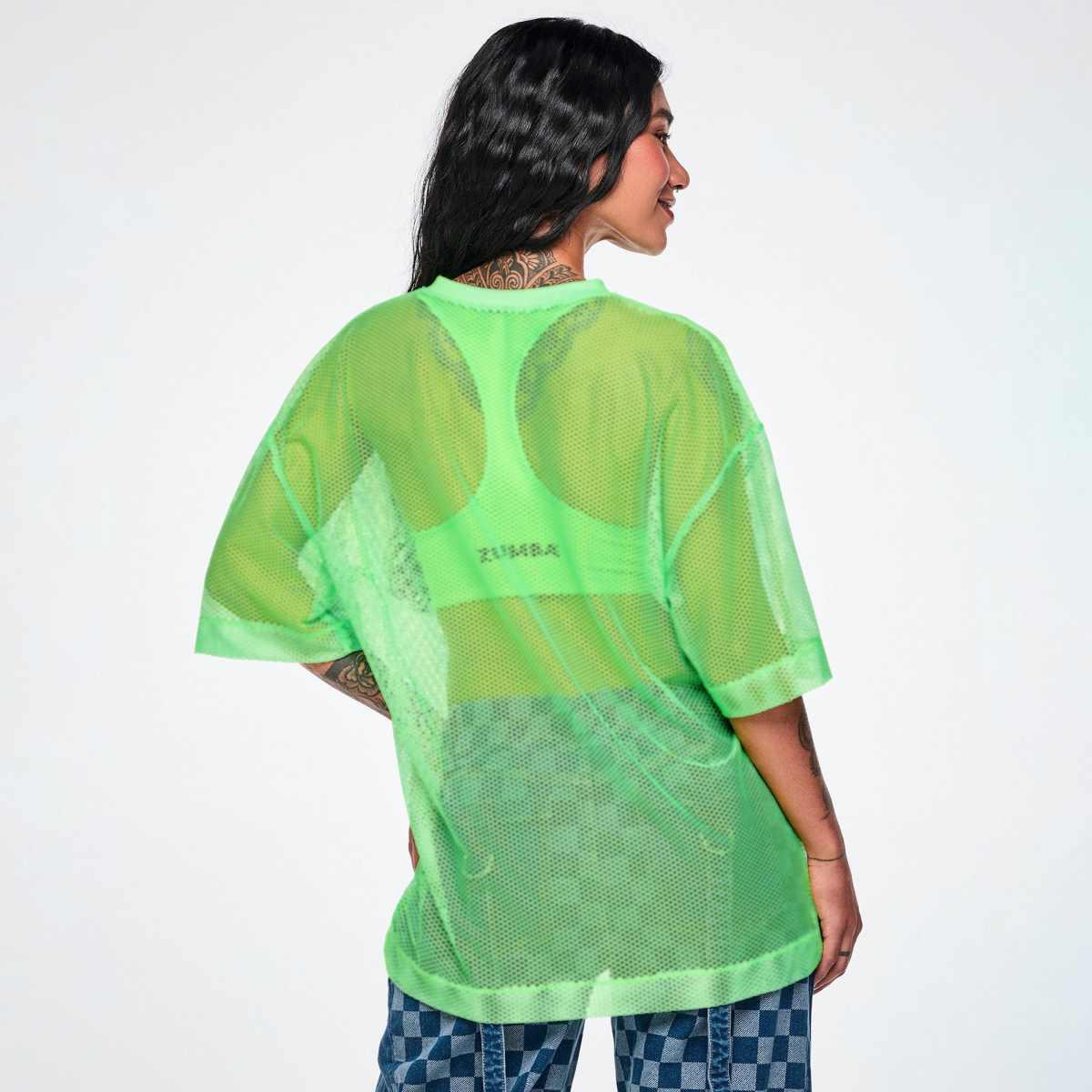Ultrabright Oversized Mesh V-Neck Top