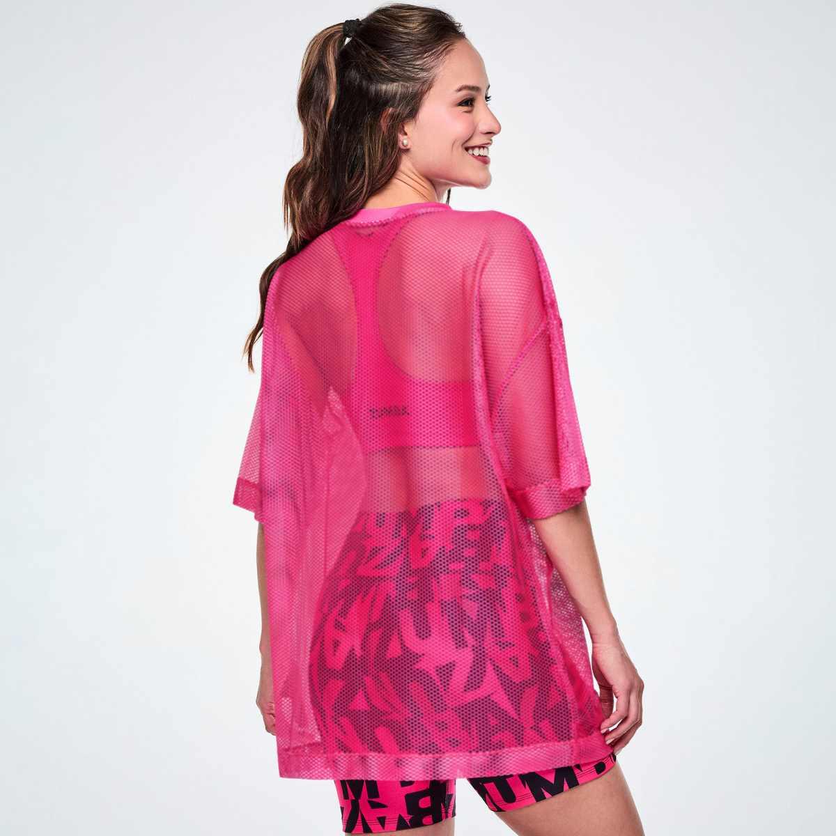 Ultrabright Oversized Mesh V-Neck Top