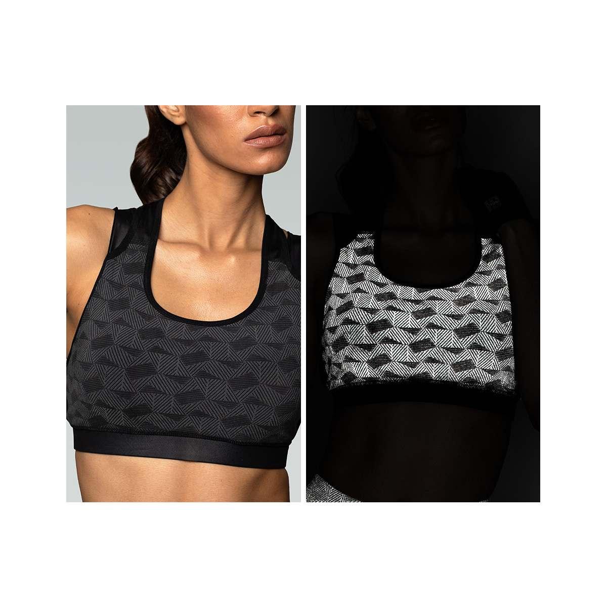 Reflective Mesh Logo Bra