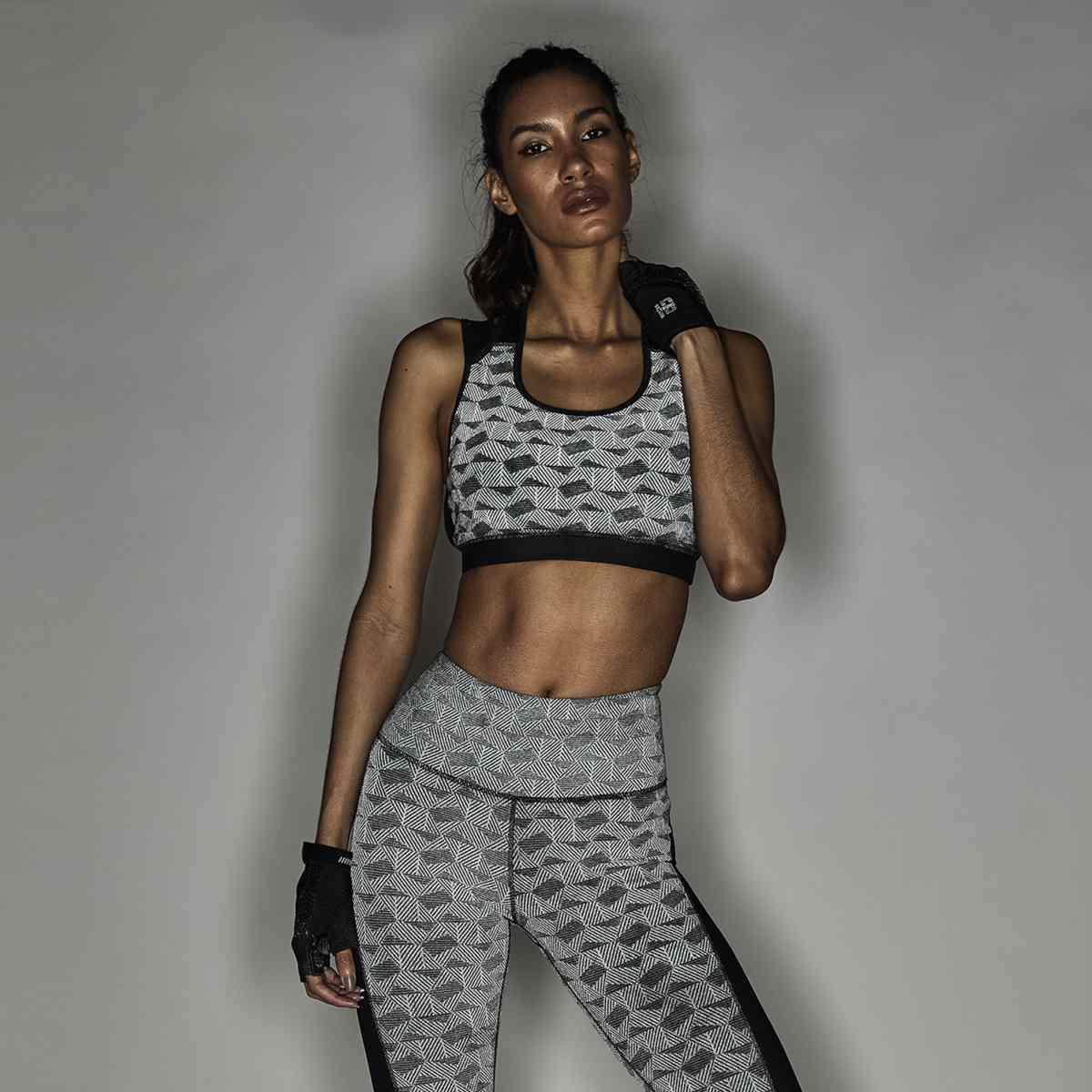 Reflective Mesh Logo Bra