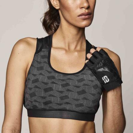 Reflective Mesh Logo Bra